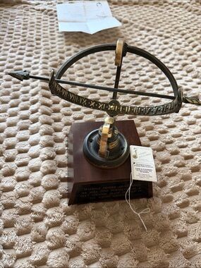 Patina Brass Armillary Sphere Table Accent - Blue-Green and Gold